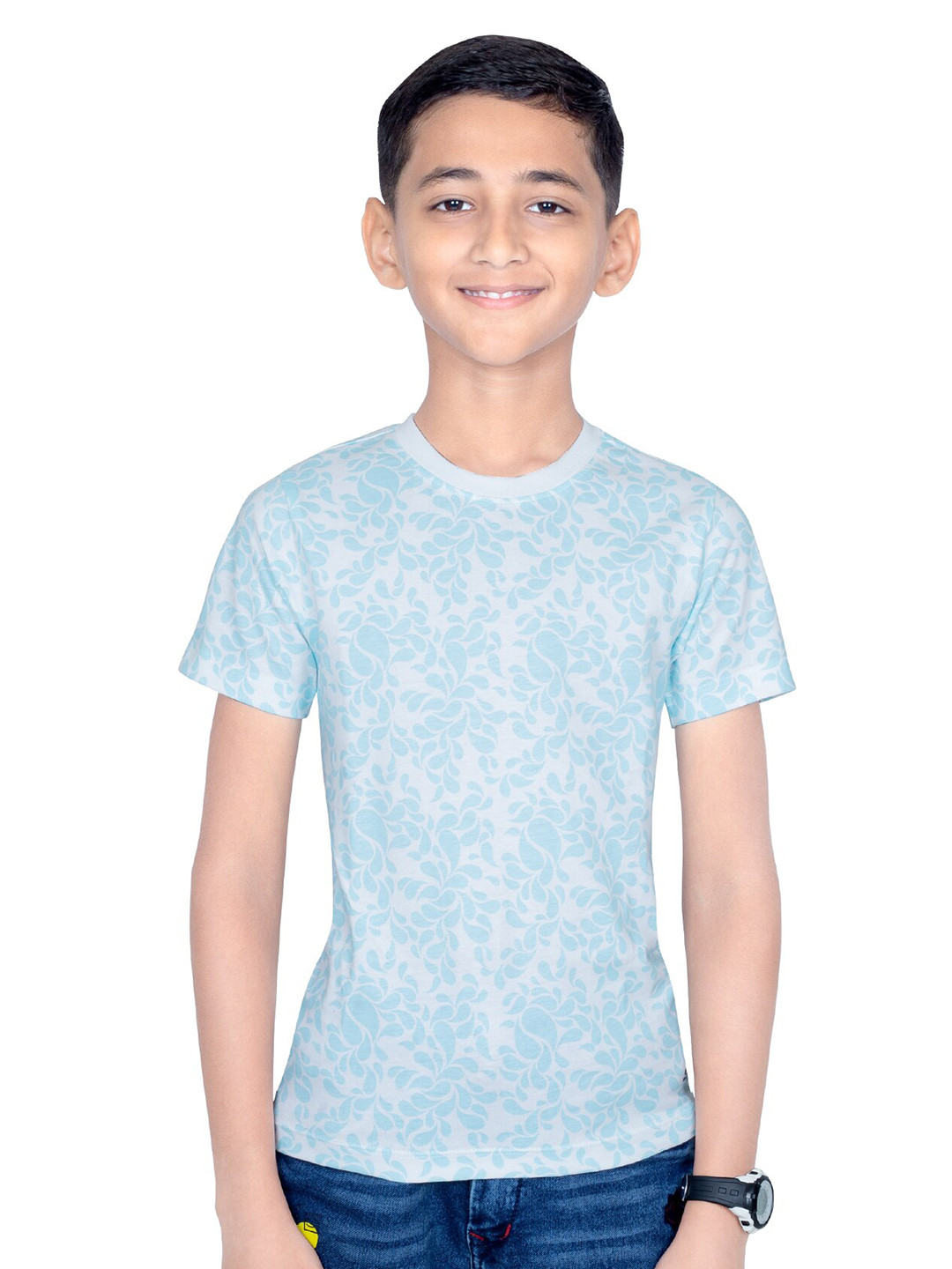 

ONE SKY Boys Abstract Printed Round Neck Casual T-shirt, White