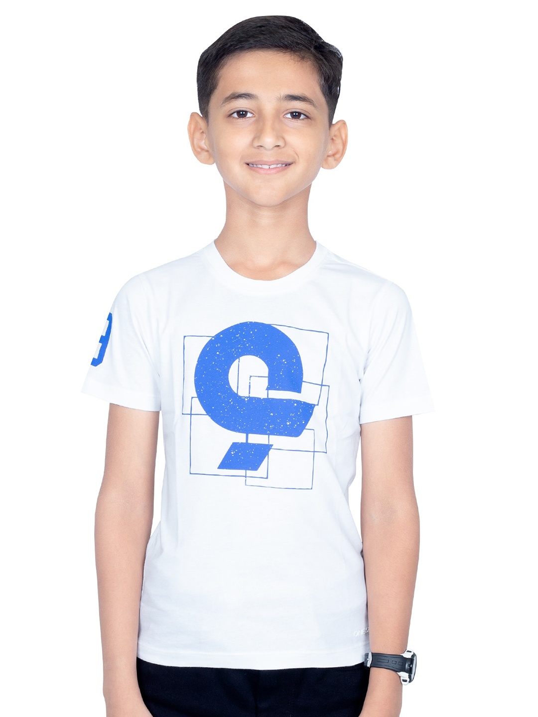 

ONE SKY Boys Round Neck Short Sleeves Printed T-shirt, White