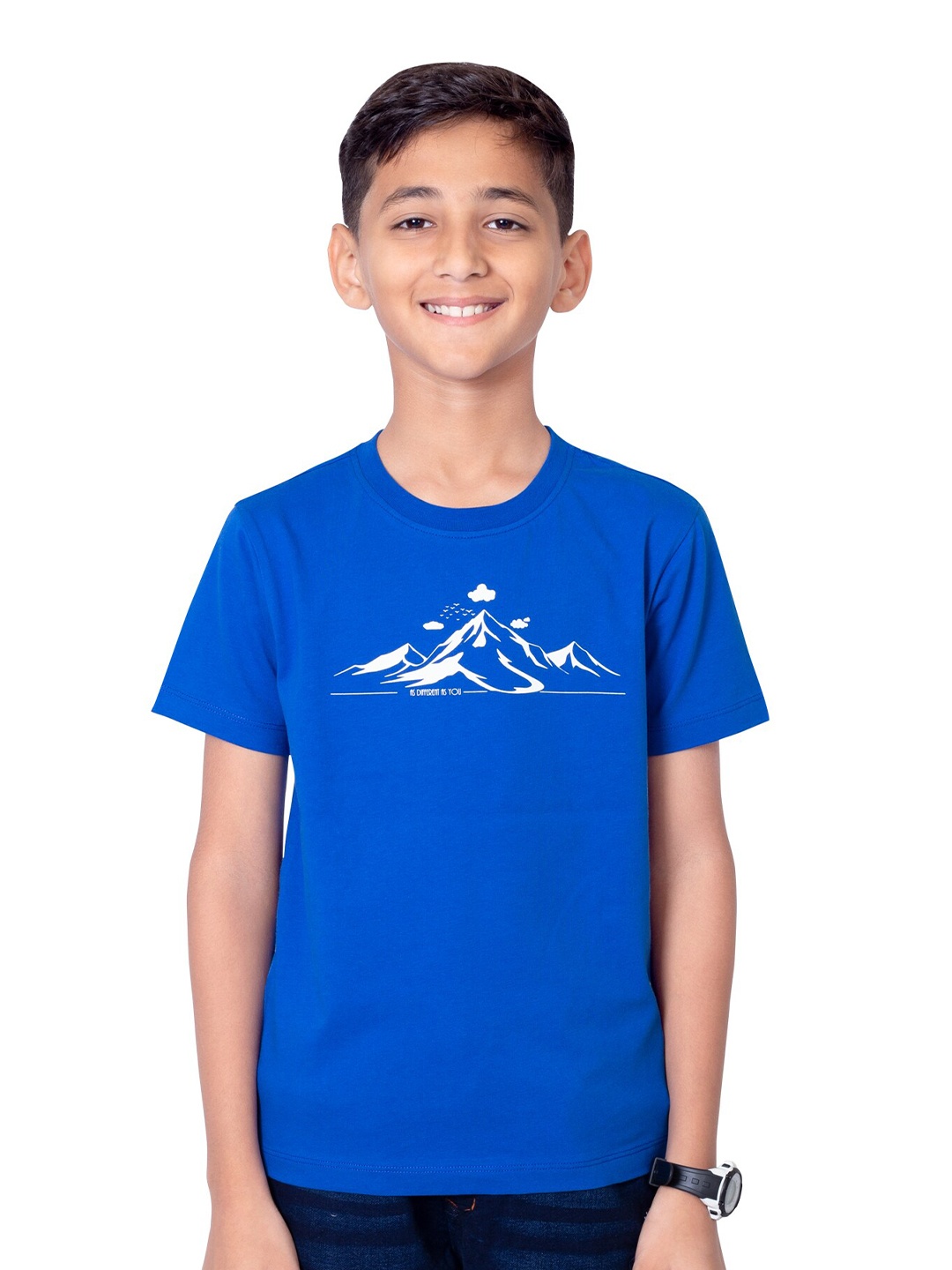 

ONE SKY Boys Graphic Printed Pure Cotton T-shirt, Blue