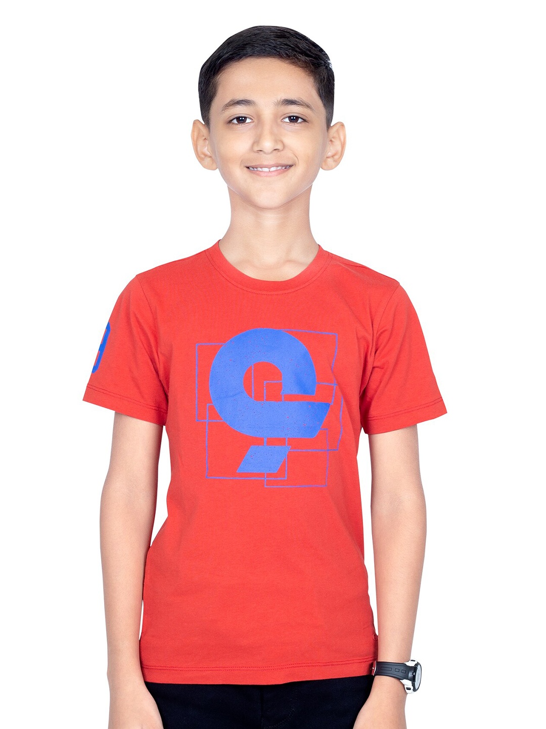 

ONE SKY Boys Graphic Printed Round Neck Cotton Casual T-shirt, Red