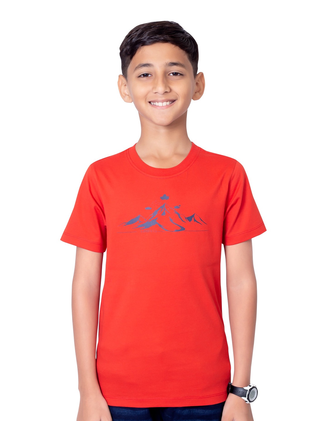 

ONE SKY Boys Graphic Printed Cotton Regular Fit T-shirt, Red