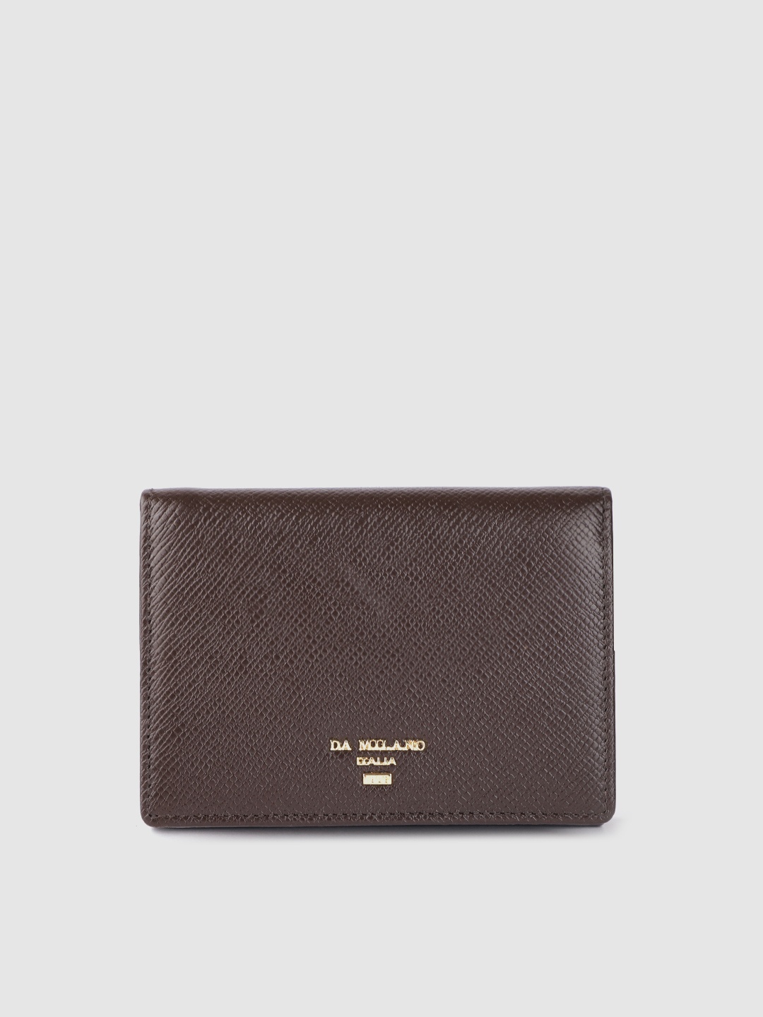 

Da Milano Women Textured Leather Three Fold Wallet, Coffee brown