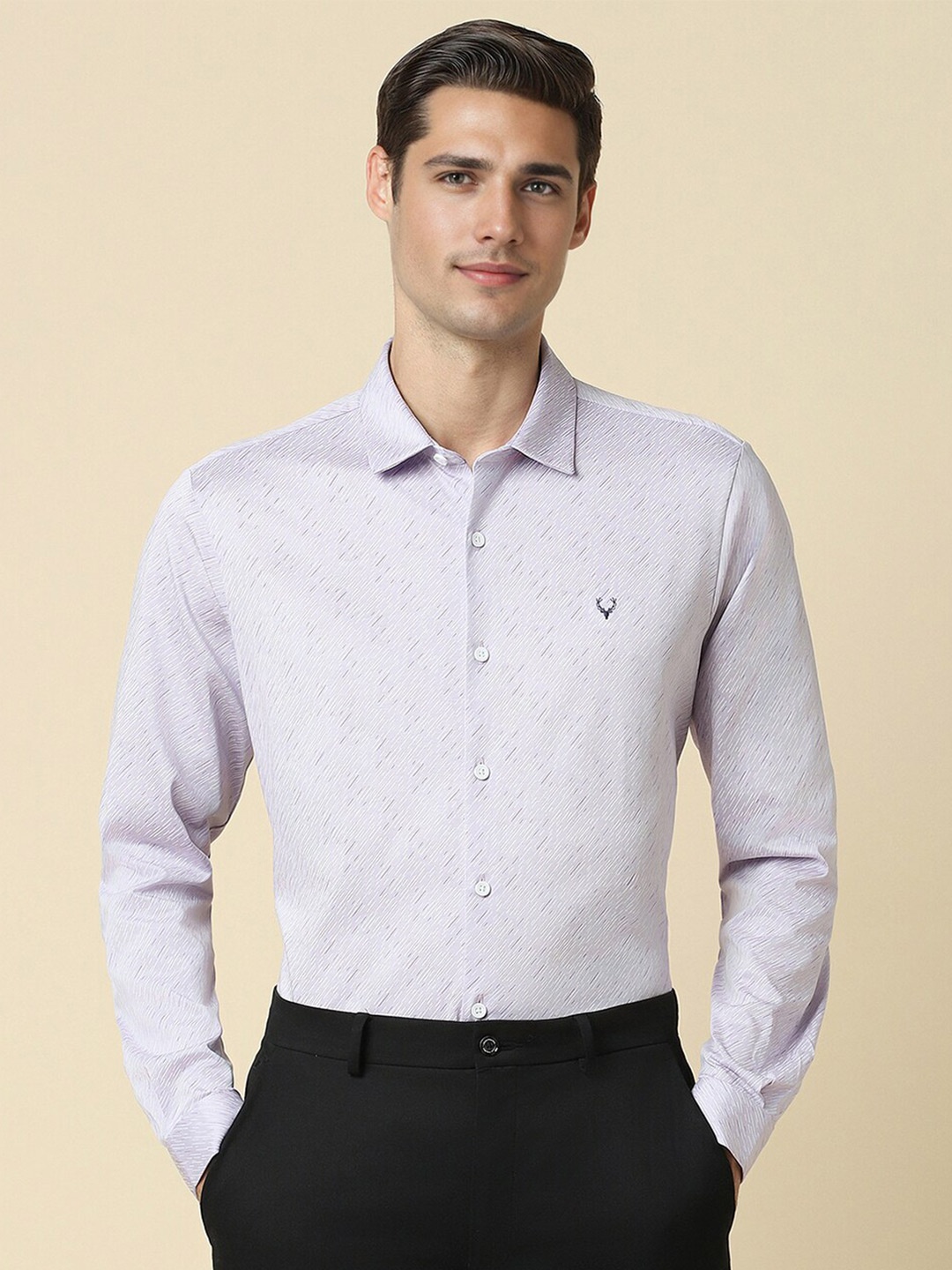 

Allen Solly Slim Fit Micro Ditsy Printed Cotton Formal Shirt, Lavender