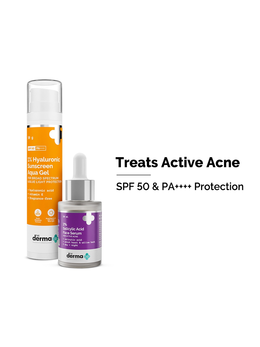 

The Derma co. Set of Salicylic Acid Serum - 30 ml & Hyaluronic Sunscreen - 50 g, Purple