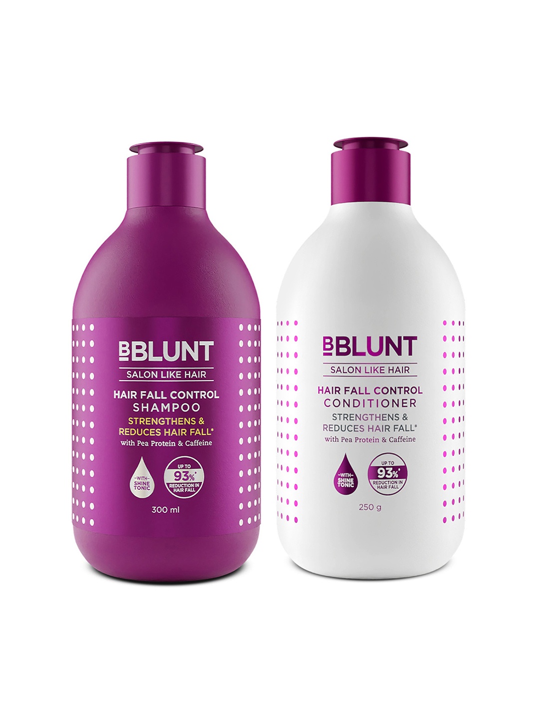 

BBLUNT Set of Hair Fall Control Combo with Pea Protein - Shampoo 300ml & Conditioner 250g, White