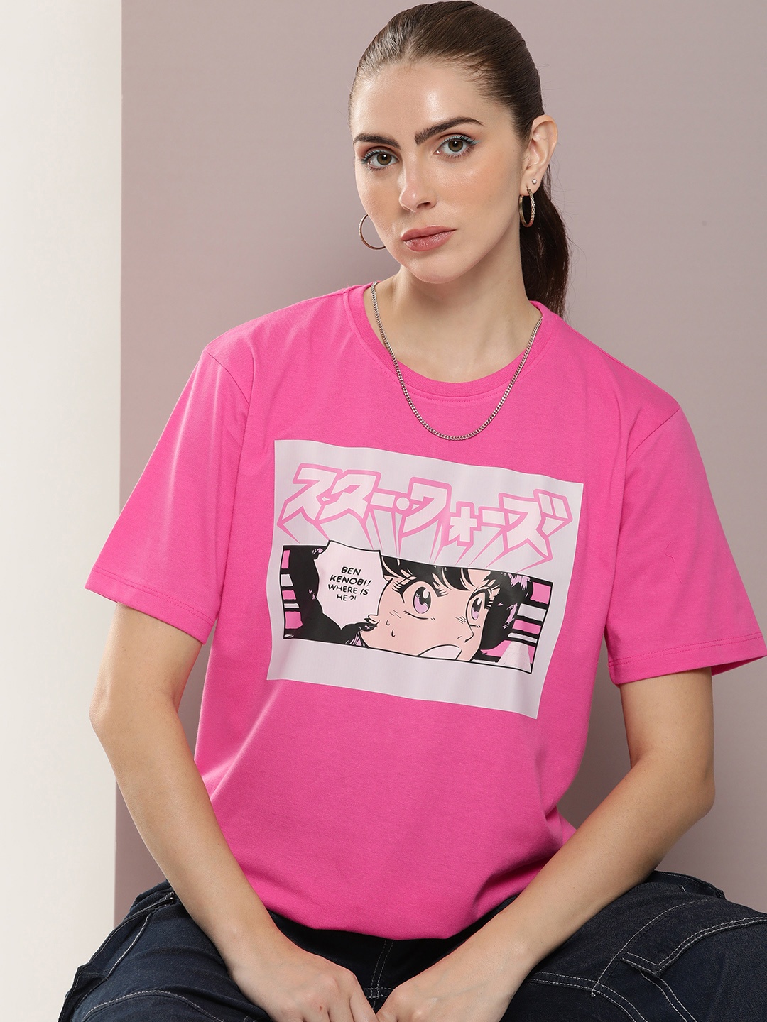 

Kook N Keech Star Wars Women Graphic Printed T-shirt, Pink