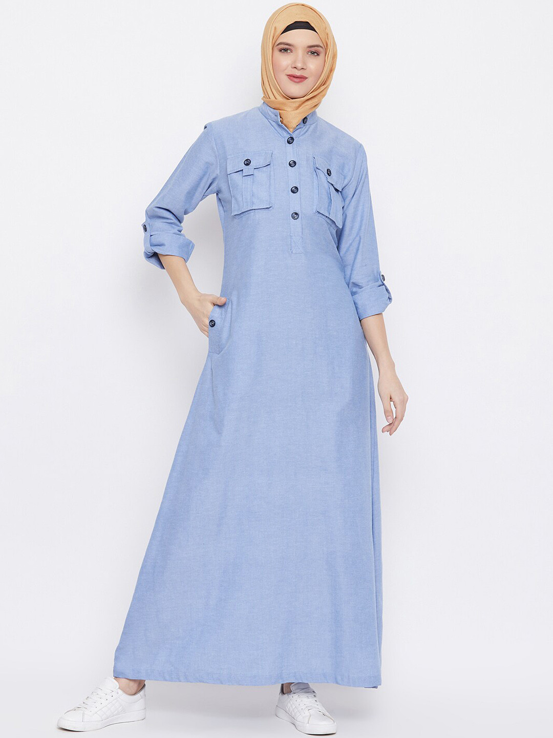

MOMIN LIBAS Cotton Chambry Abaya Burqas, Blue