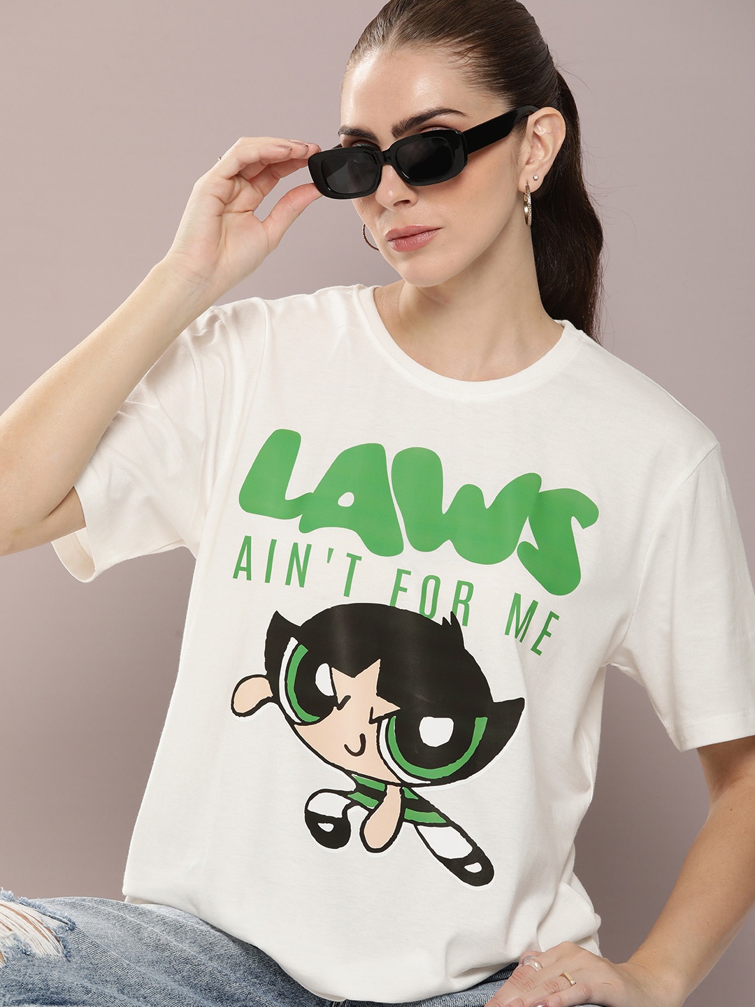 

Powerpuff Girls by Kook N Keech Women Graphic Printed T-shirt, Off white