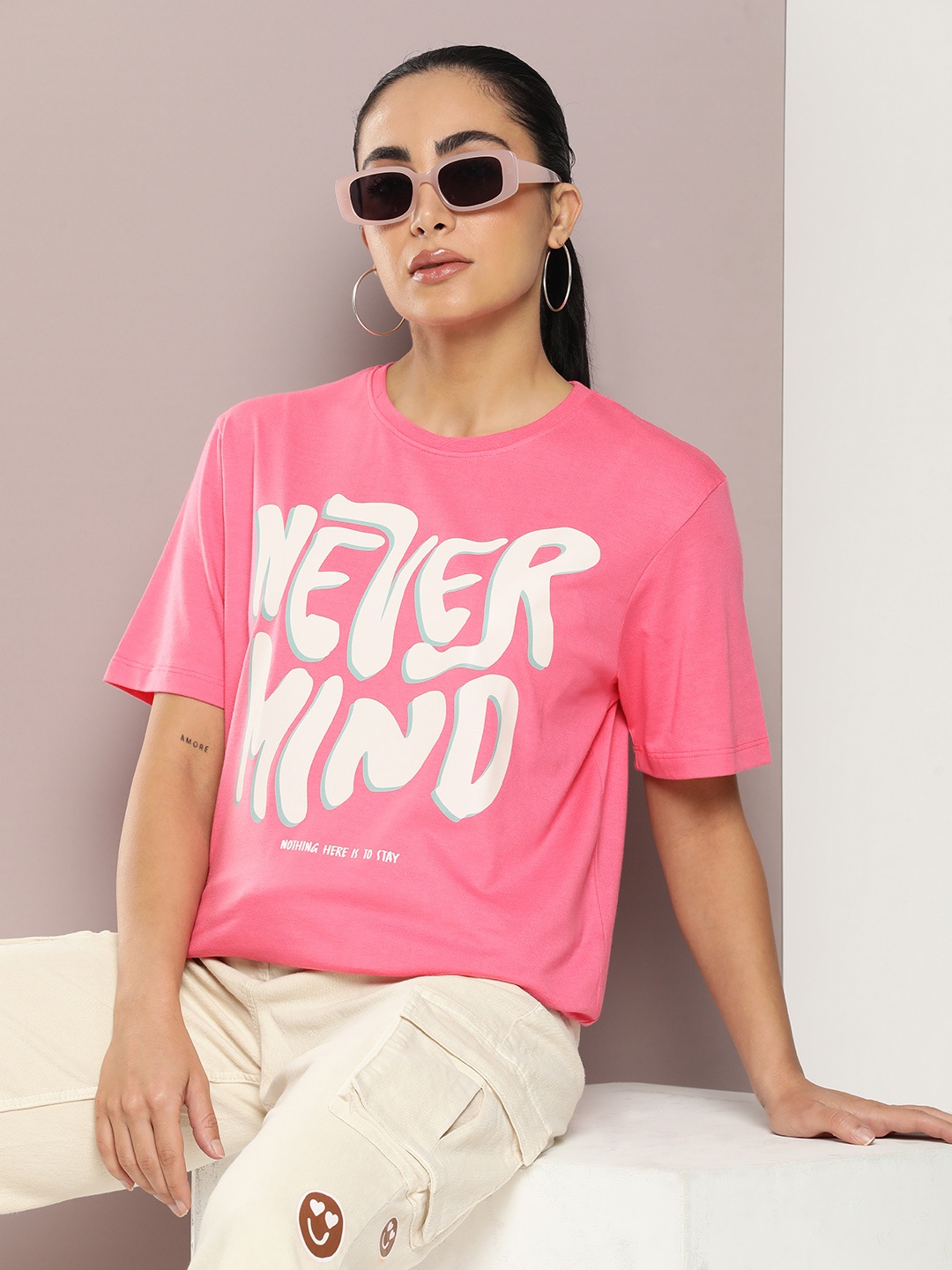 

Kook N Keech Women Typography Printed T-shirt, Pink