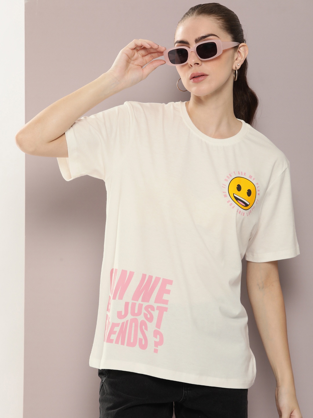 

Kook N Keech Women Typography Printed T-shirt, Off white