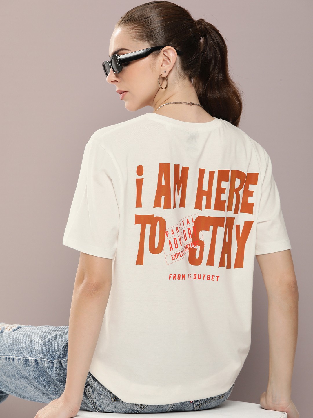 

Kook N Keech Women Typography Printed T-shirt, Off white