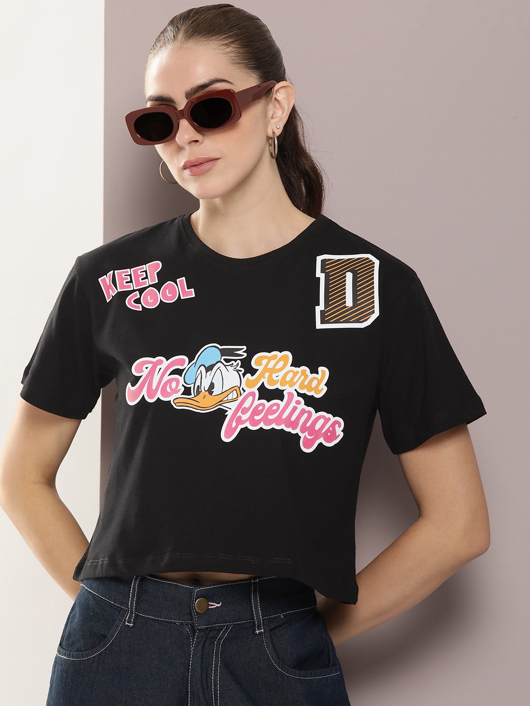 

Kook N Keech Disney Women Donald Duck Printed T-shirt, Black