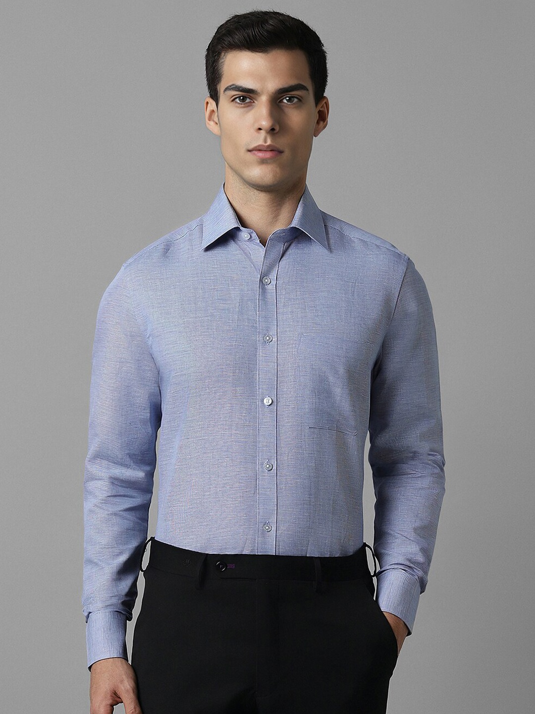 

Louis Philippe Slim Fit Opaque Cotton Formal Shirt, Blue