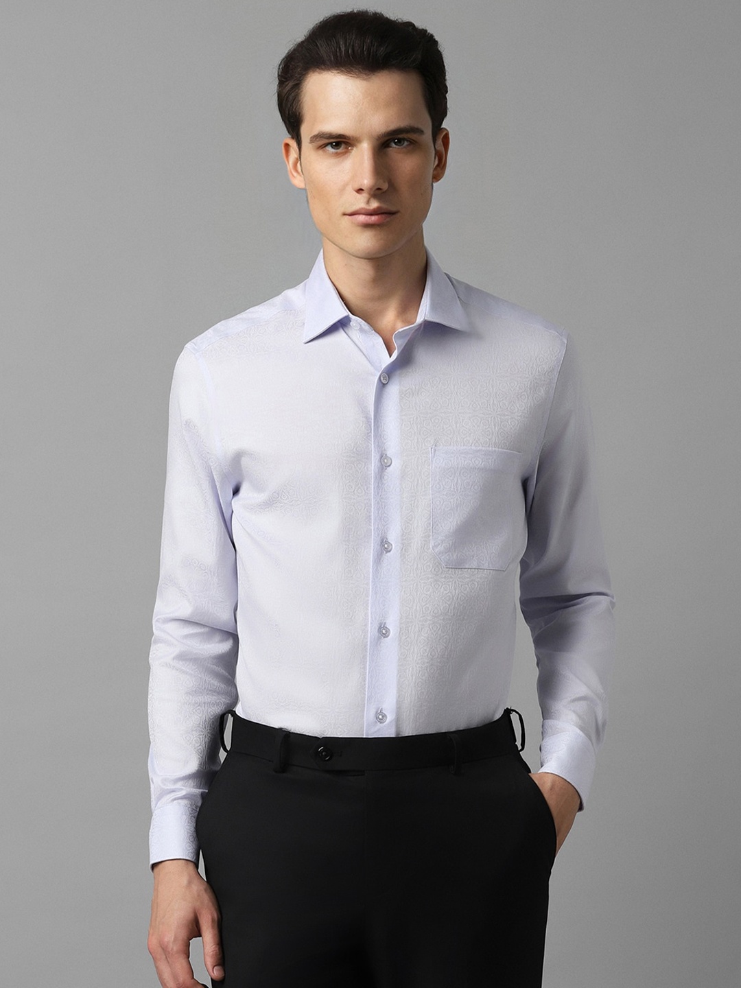

Louis Philippe Classic Fit Spread Collar Cotton Formal Shirt, Blue