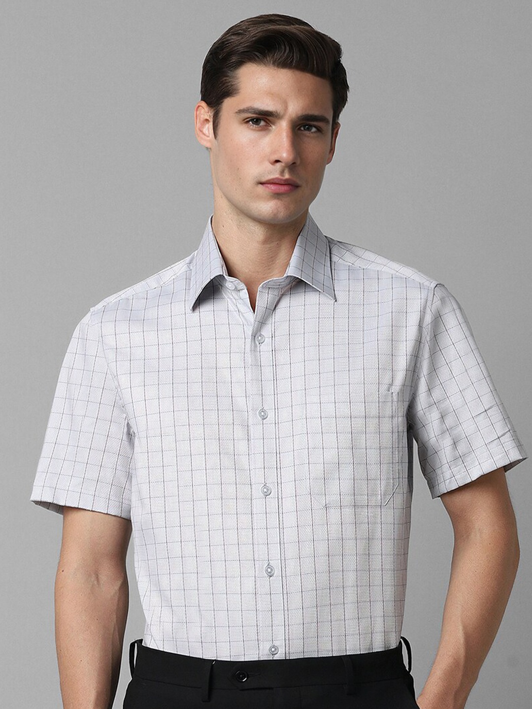 

Louis Philippe Men Classic Opaque Checked Formal Shirt, White