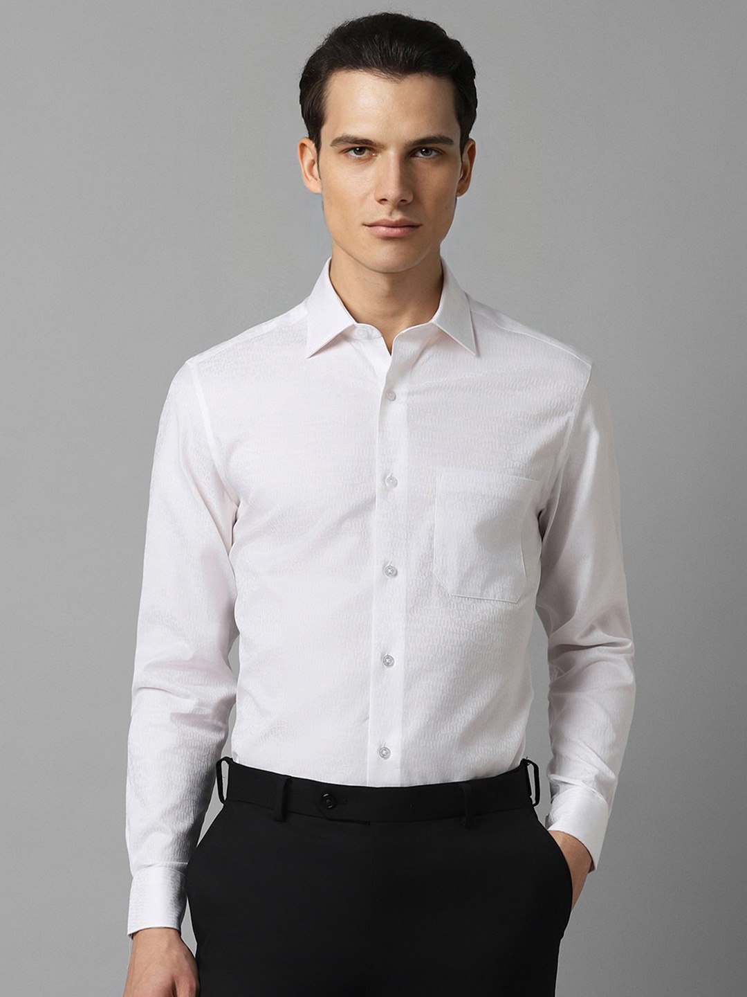 

Louis Philippe Classic Spread Collar Cotton Formal Shirt, White