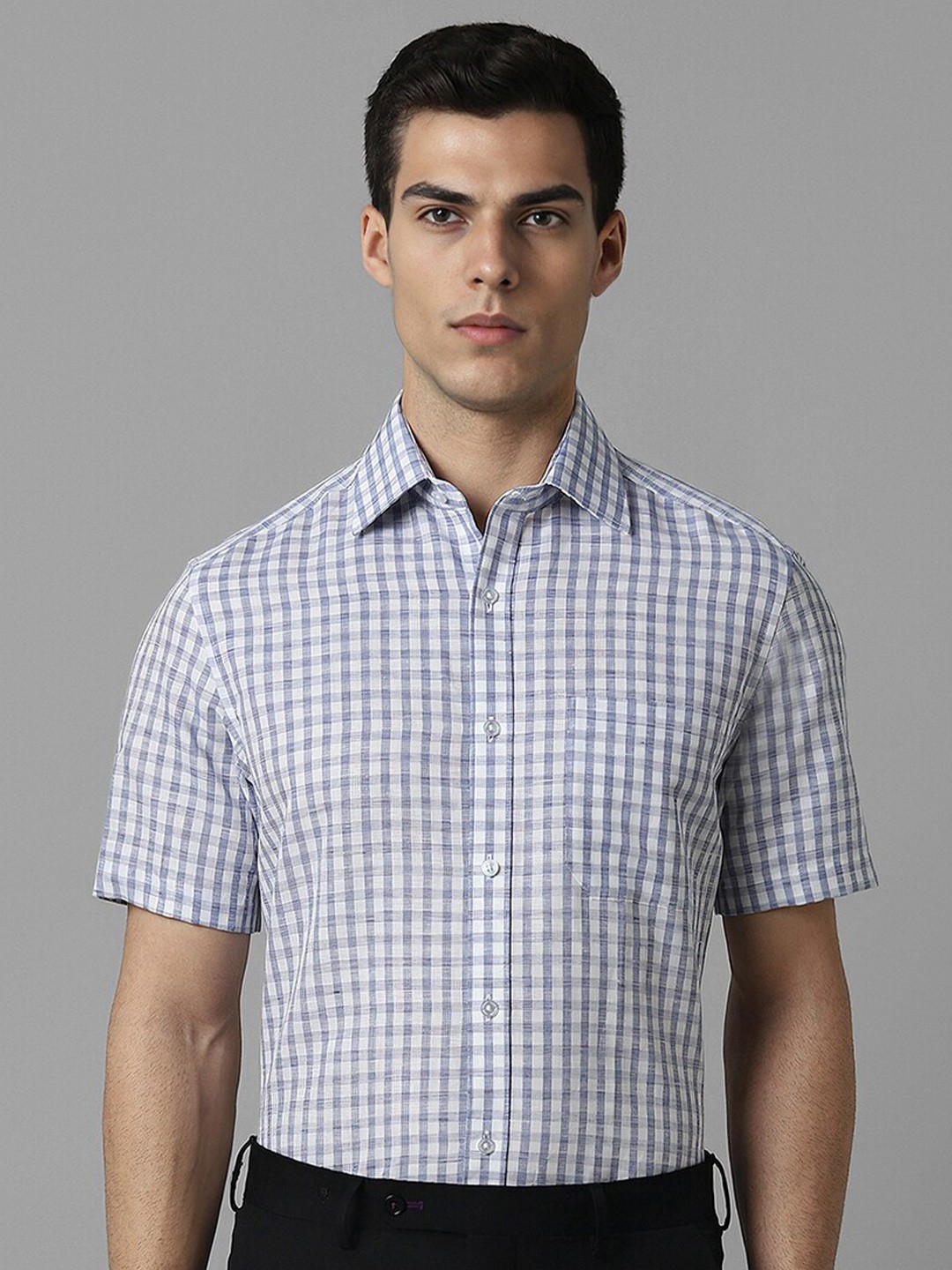 

Louis Philippe Classic Opaque Checked Cotton Formal Shirt, Blue