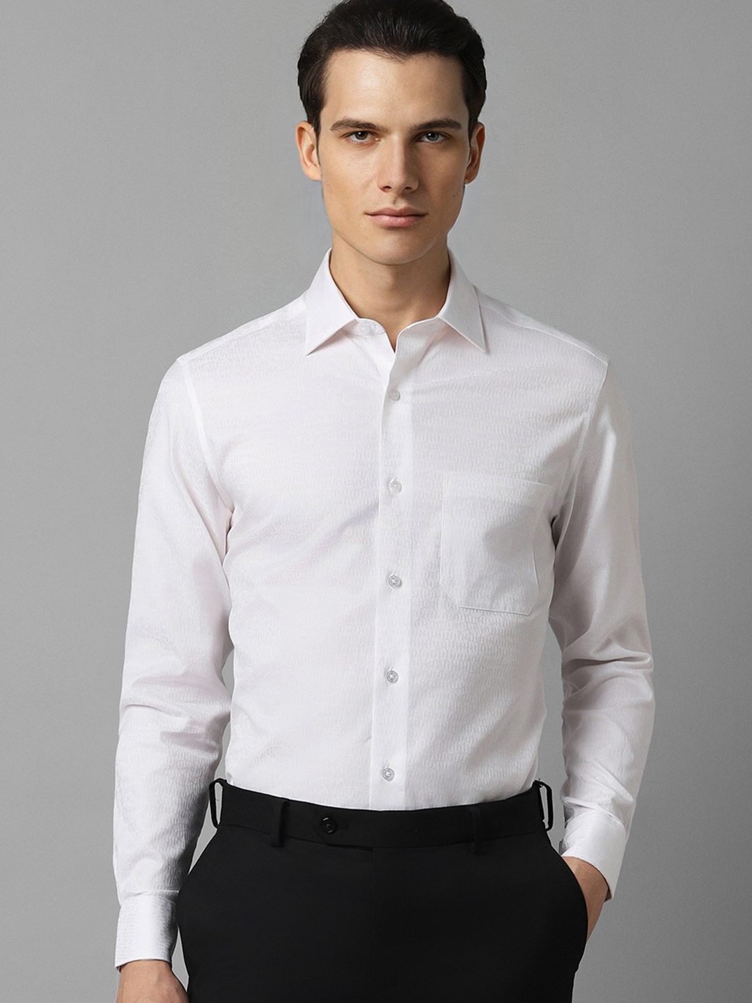 

Louis Philippe Classic Fit Spread Collar Cotton Formal Shirt, White