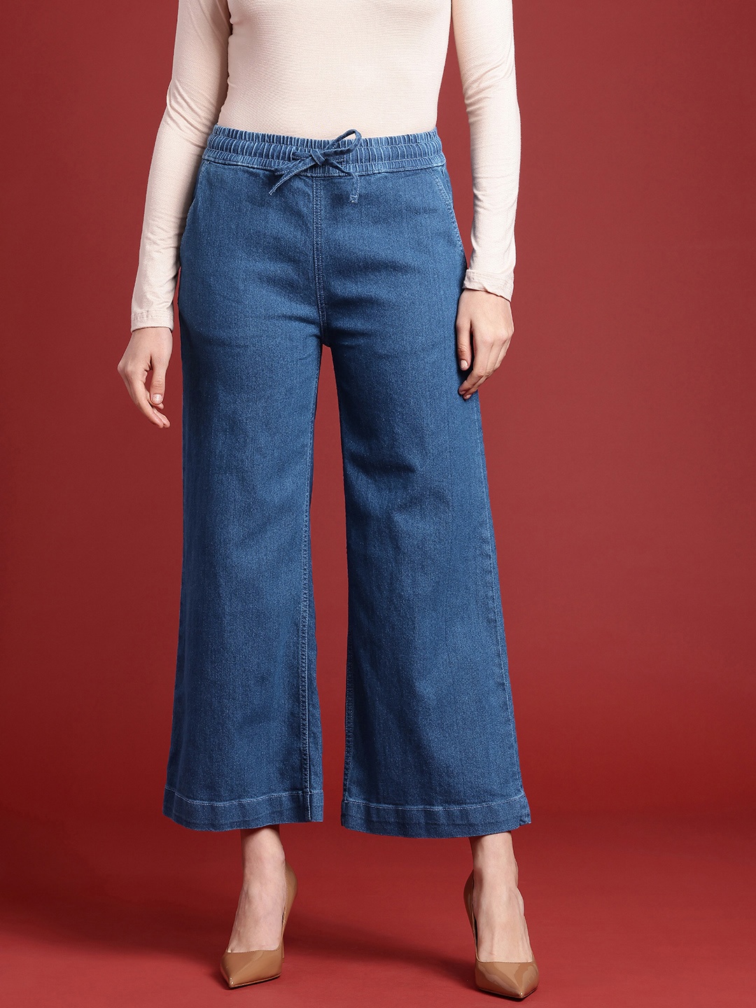 

all about you Women Wide Leg High-Rise Stretchable Jeans, Blue