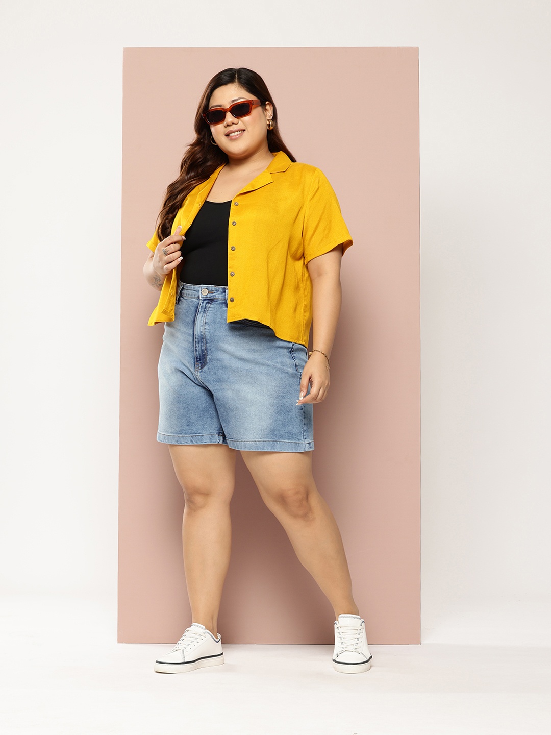

Sztori Women Plus Size Denim Shorts, Blue