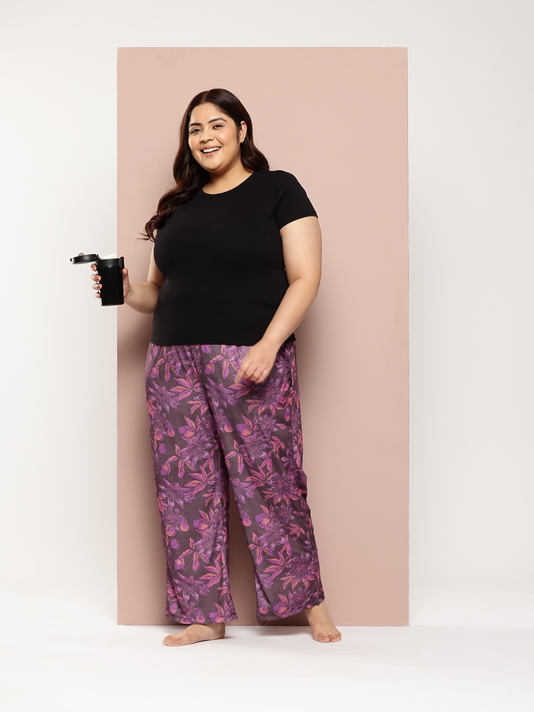 

Sztori Plus Size Women Straight Lounge Pants, Purple