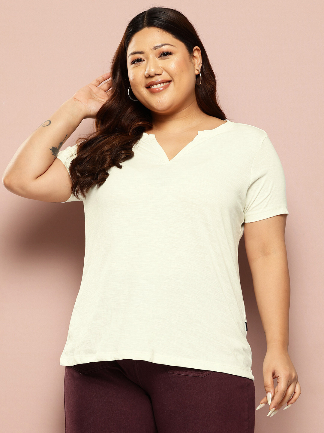 

Sztori Plus Size Pure Cotton T-shirt, White