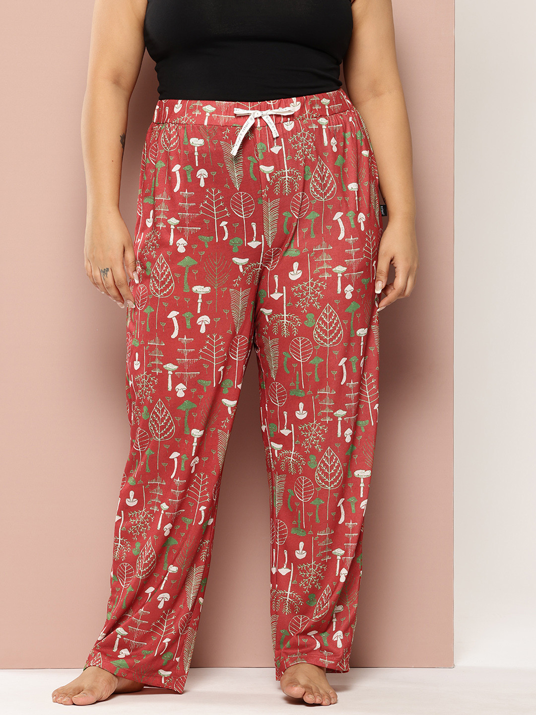 

Sztori Women Plus Size Printed Lounge Pants, Red
