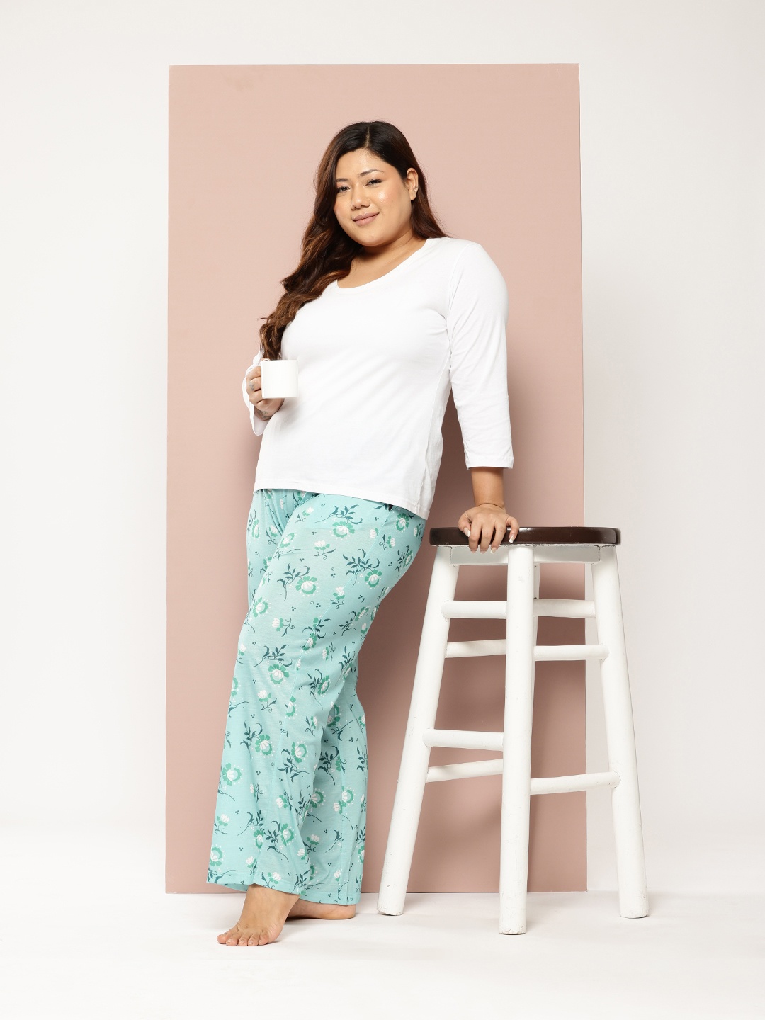 

Sztori Women Plus Size Printed Lounge Pants, Blue