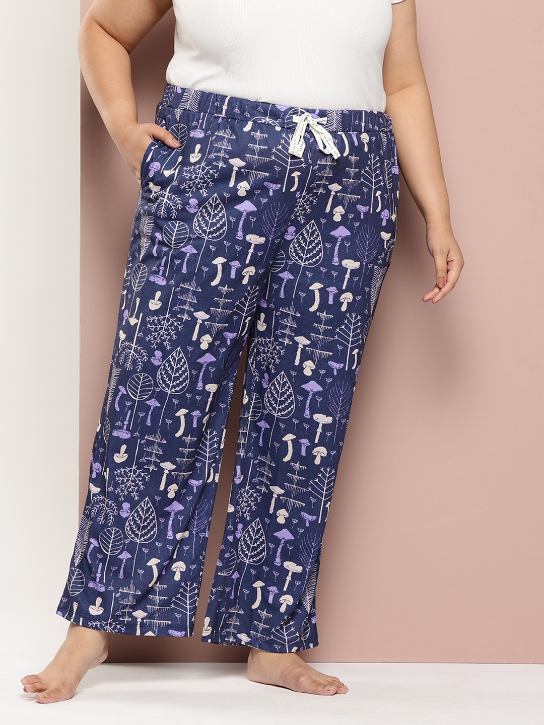 

Sztori Plus Size Women Straight Lounge Pants, Navy blue
