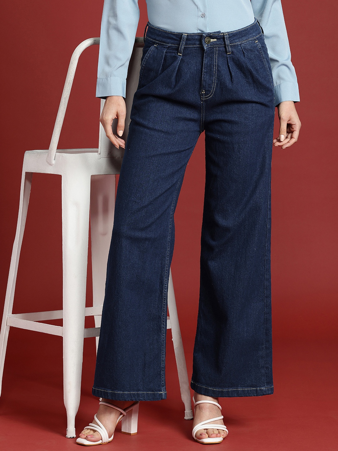 

all about you Women Wide Leg High-Rise Stretchable Jeans, Blue