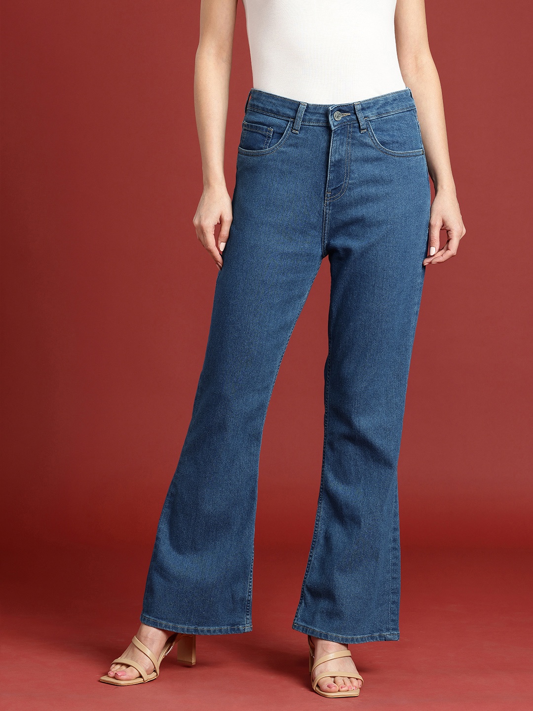 

all about you Women Slim Bootcut High-Rise Stretchable Jeans, Blue