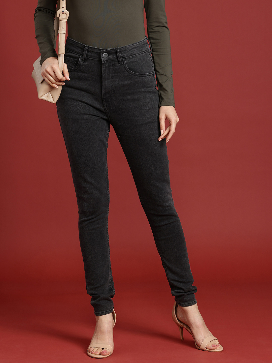 

all about you Women Skinny Fit High-Rise Stretchable Jeans, Grey