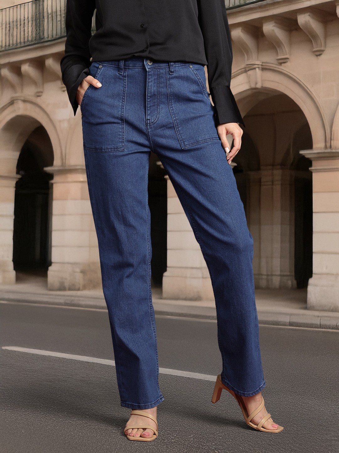 

all about you Women Straight Fit High-Rise Stretchable Jeans, Blue