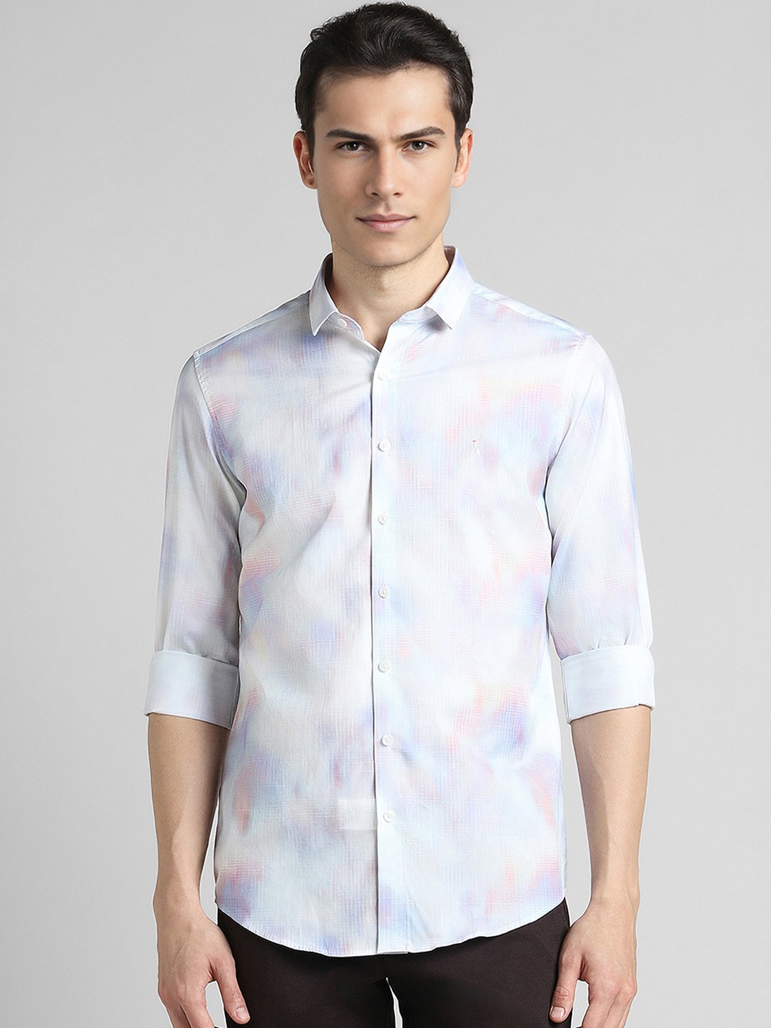 

SIMON CARTER LONDON Abstract Printed Slim Fit Cotton Casual Shirt, Blue