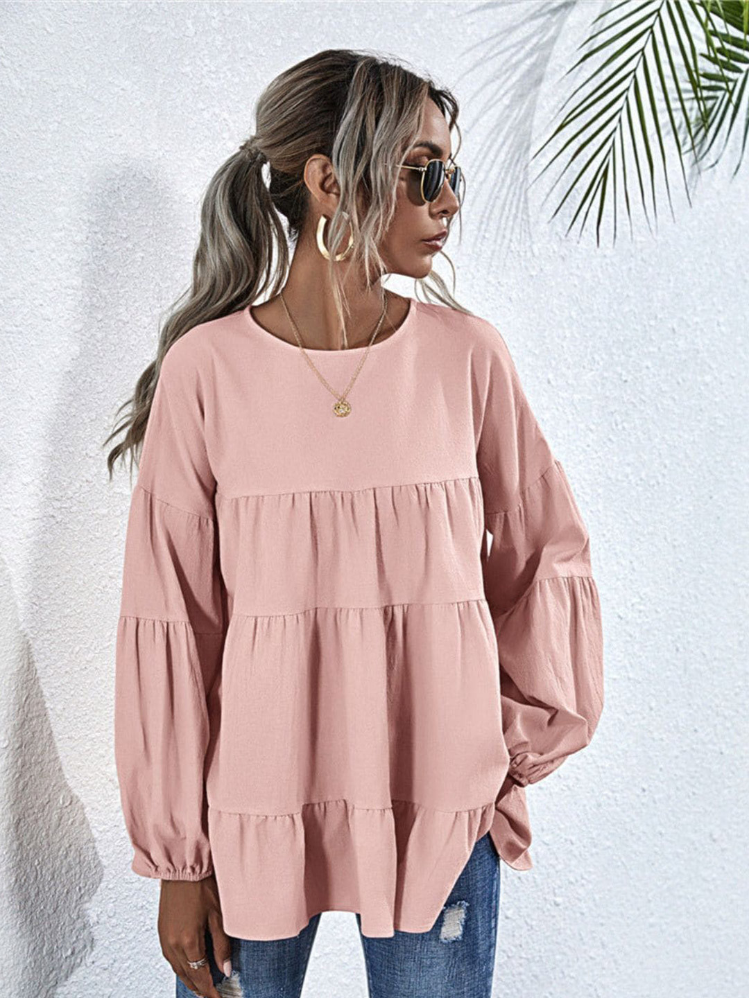 

DressBerry Bishop Sleeves Top, Pink