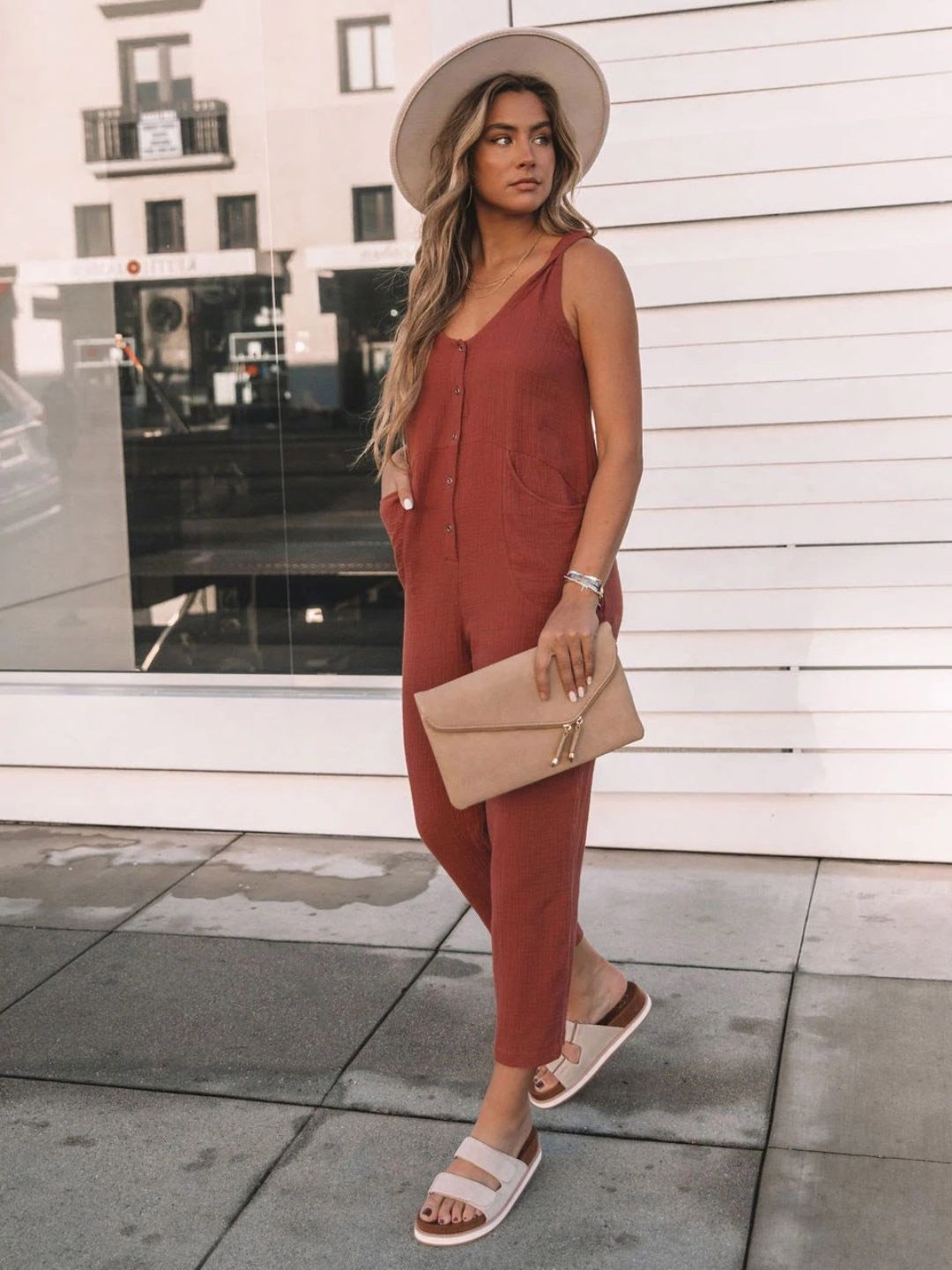 

DressBerry Basic Jumpsuit, Rust