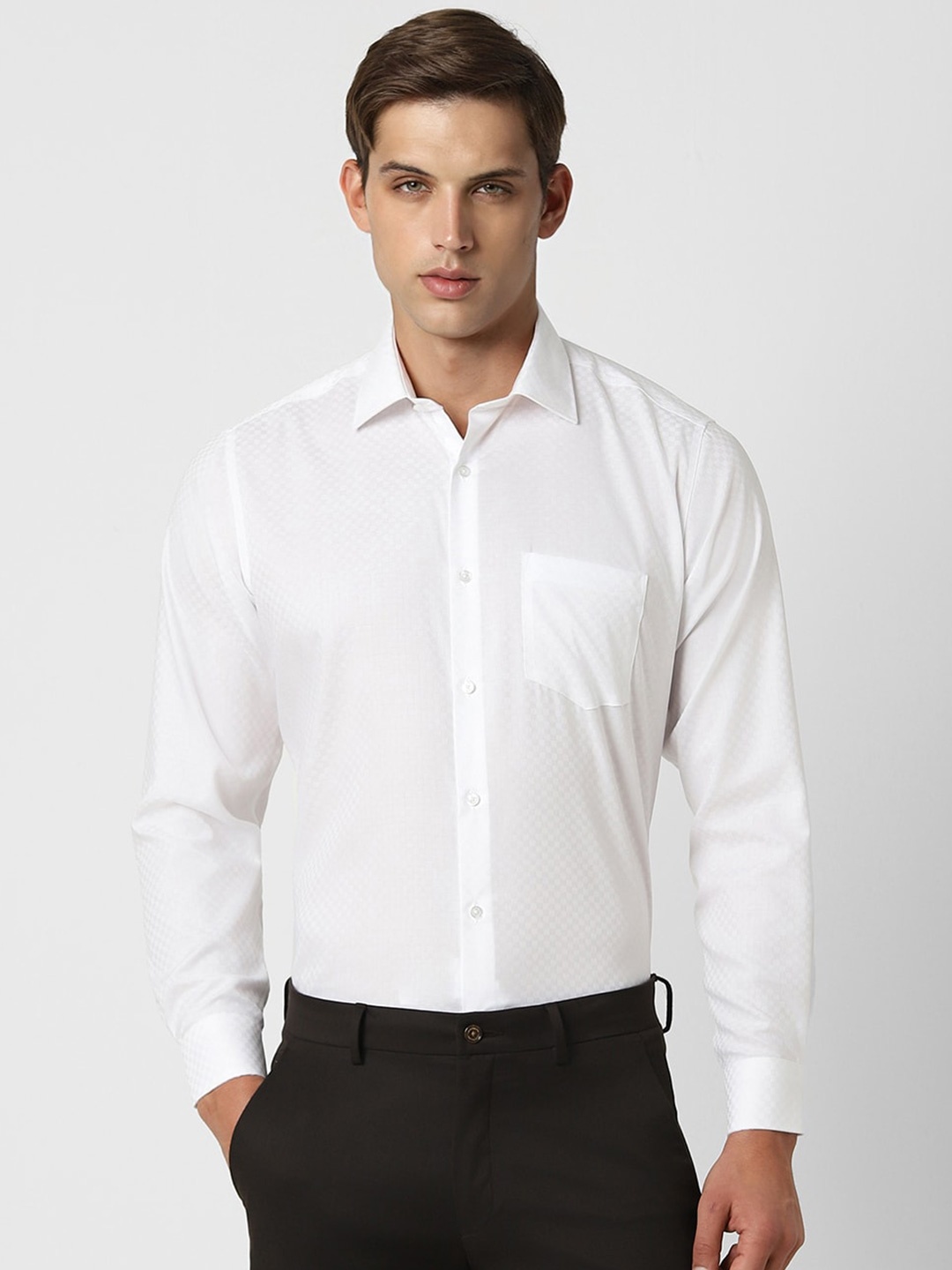 

Van Heusen Textured Opaque Cotton Formal Shirt, White