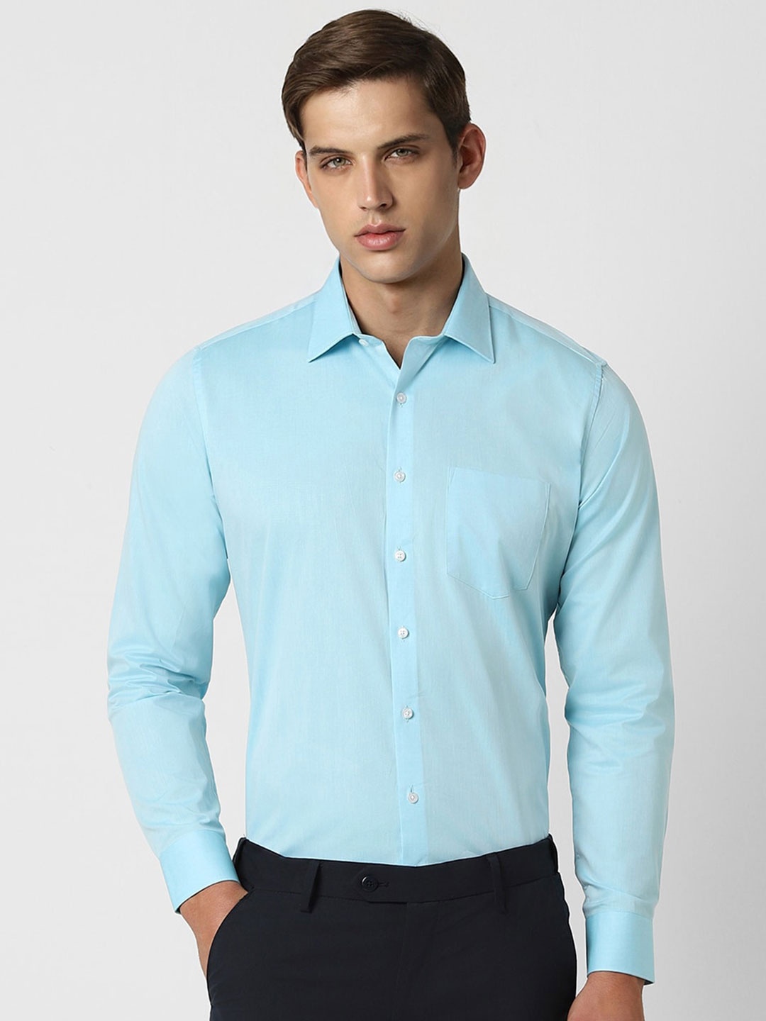 

Van Heusen Men Slim Fit Opaque Formal Shirt, Blue