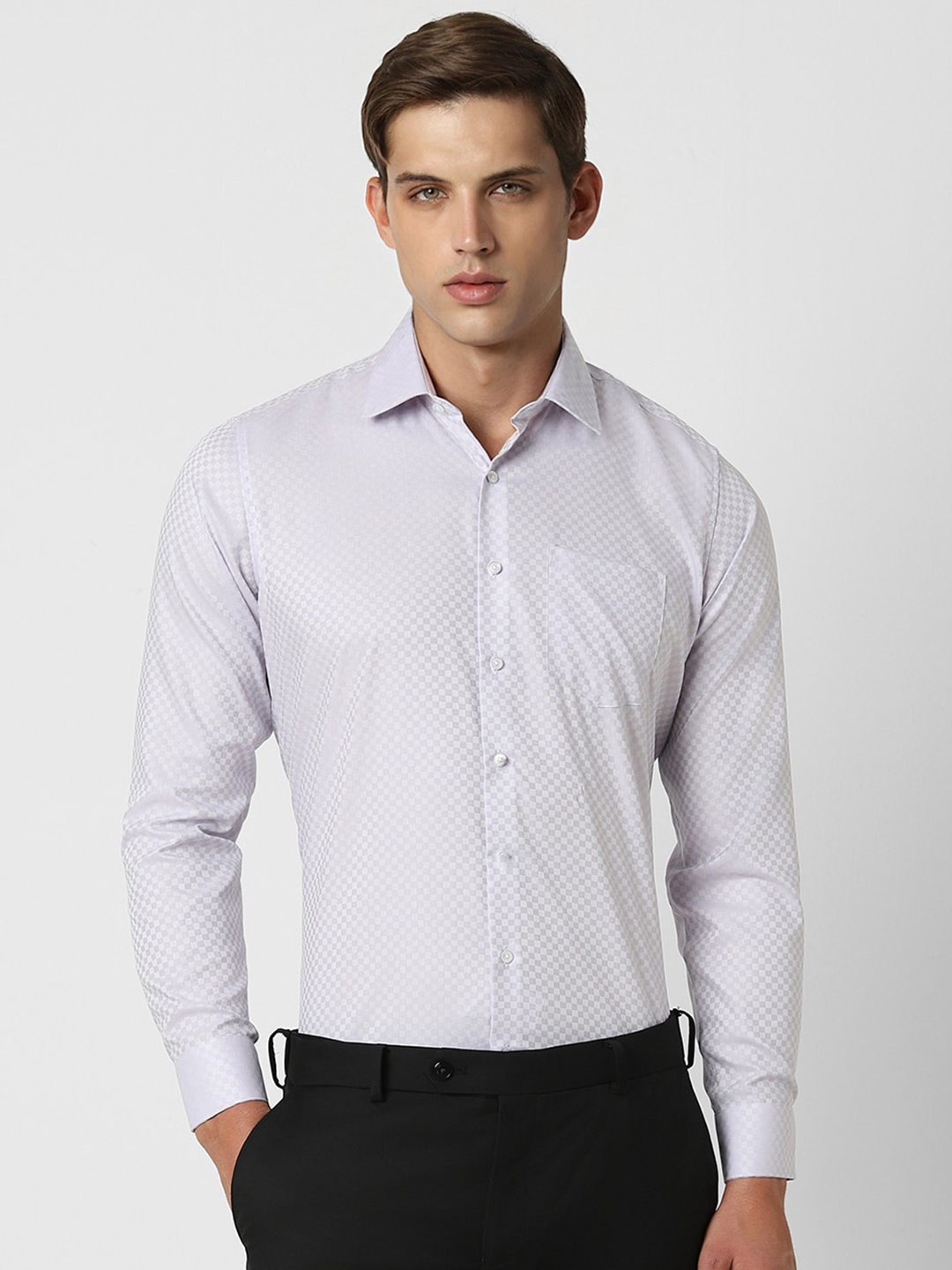 

Van Heusen Men Slim Fit Opaque Printed Formal Shirt, Grey