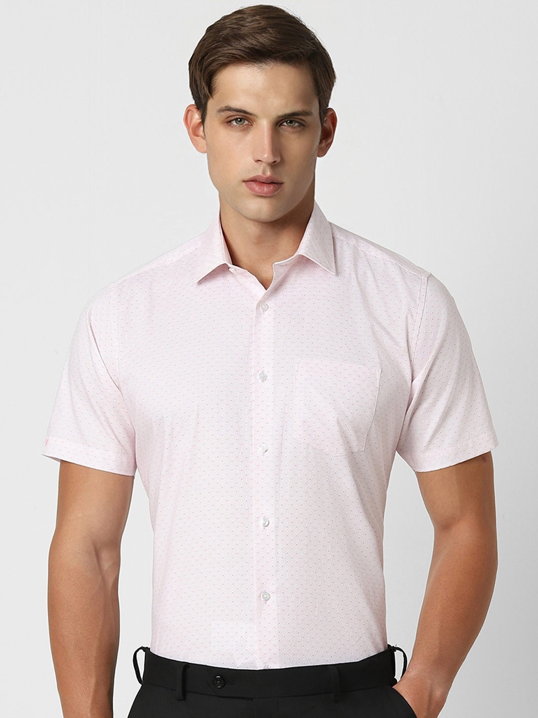 

Van Heusen Men Opaque Printed Formal Shirt, Pink