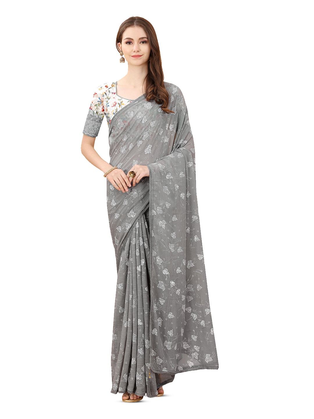 

Marabout Floral Pure Silk Mysore Silk Saree, Red