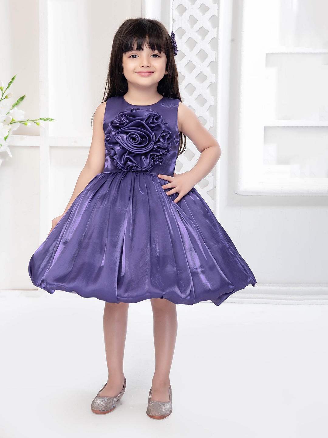 

Ministitch Applique Fit & Flare Dress, Lavender