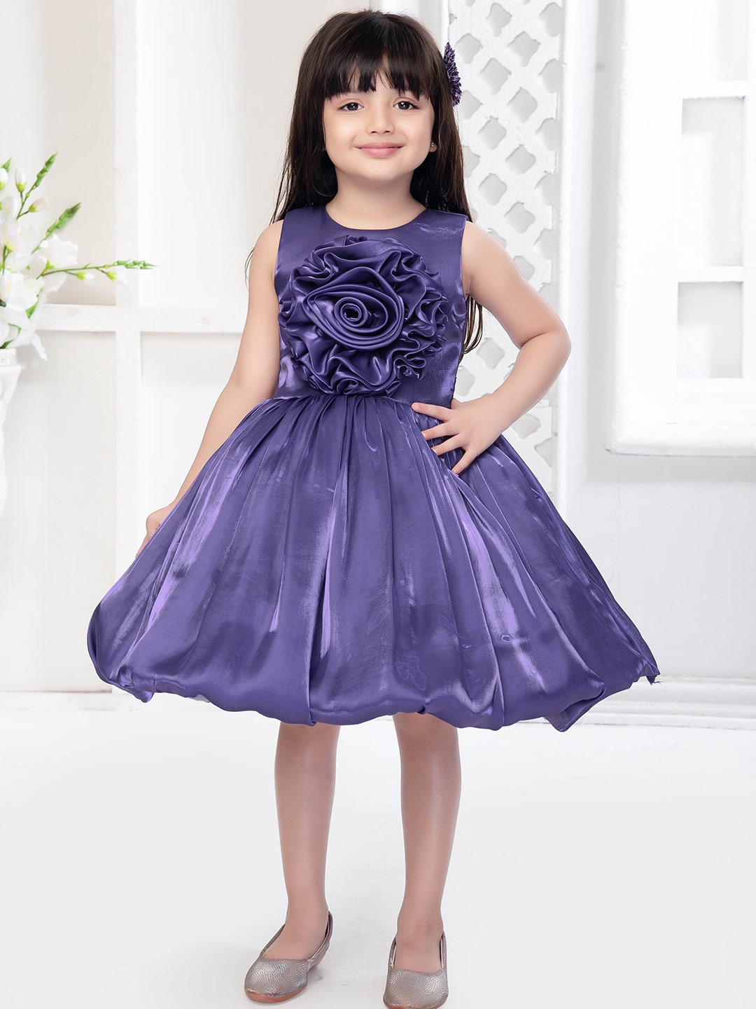 

Ministitch Applique Fit & Flare Dress, Lavender