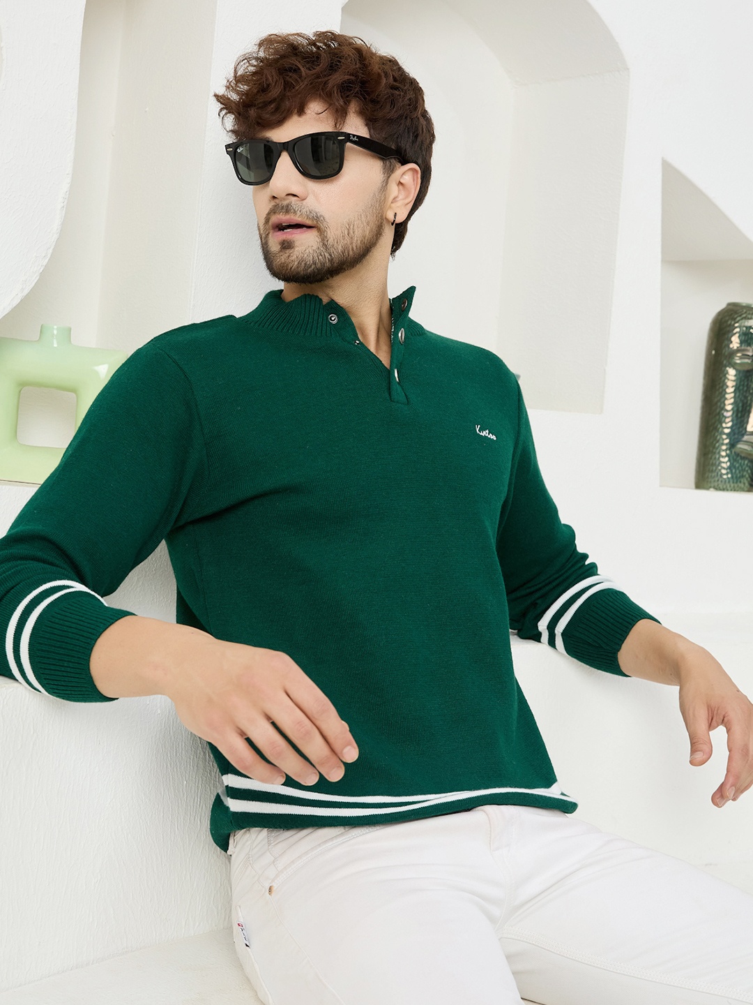

KVETOO Men Pullover, Green
