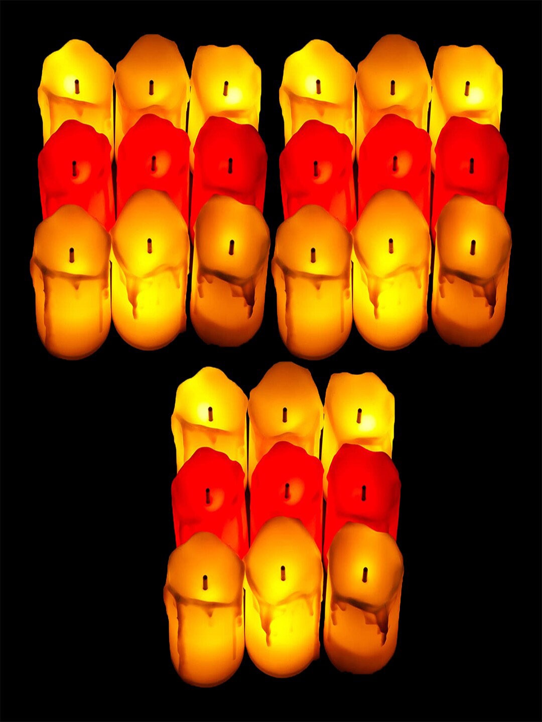 

Kuber Industries 12Pcs Red & Yellow Led Candle Table Lamp