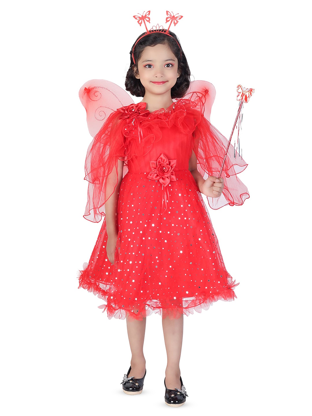 

BAESD Flared Sleeve A-Line Dress, Red