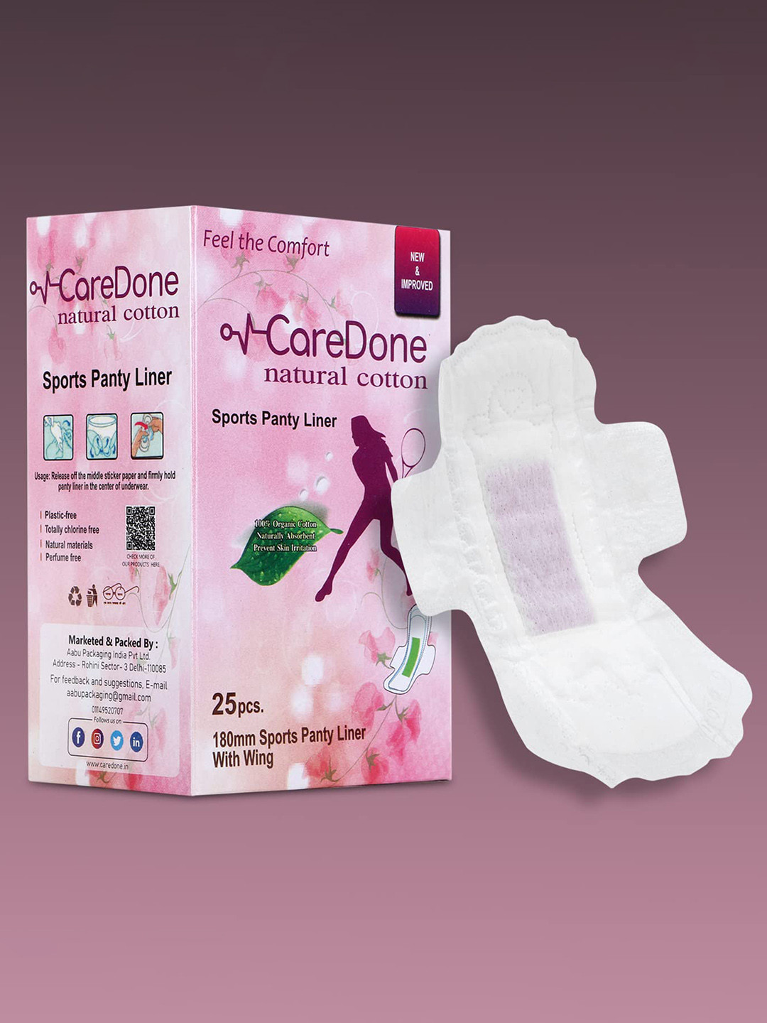 

CareDone Ultra Thin Rash Free Sports Panty Liners - 25Pcs, White