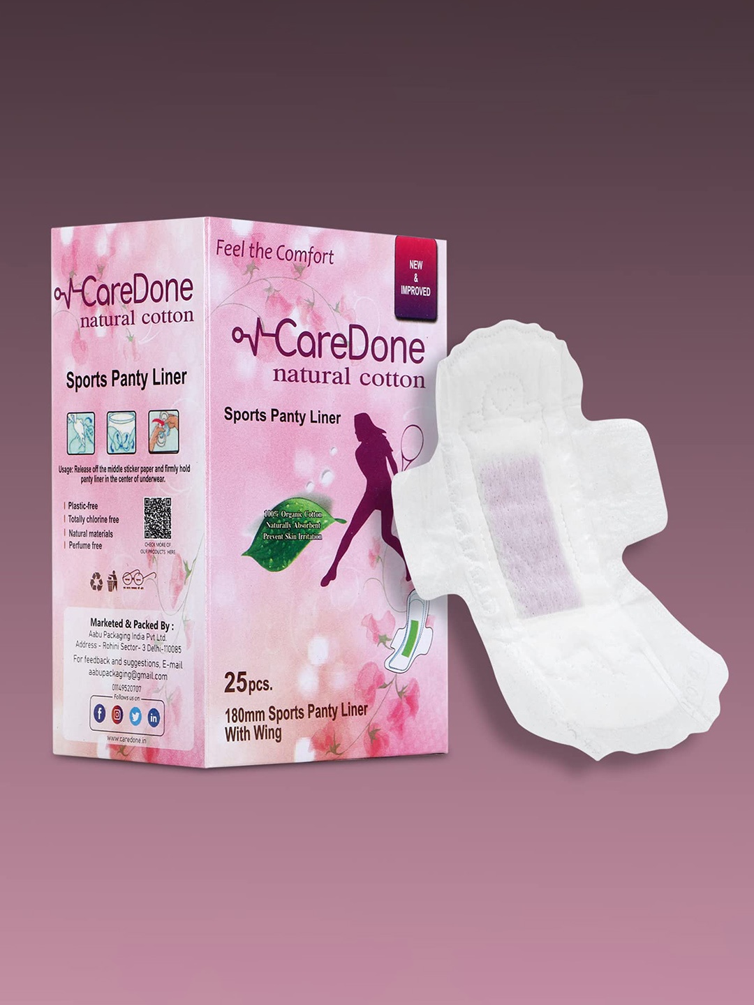 

CareDone Ultra Thin Sports Panty Liners - 25Pcs, White