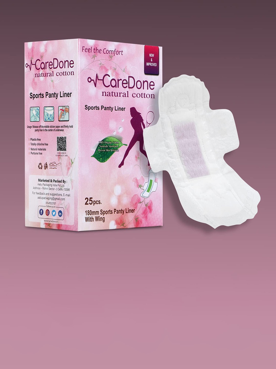 

CareDone Ultra Thin Sports Panty Liners - 25Pcs, White