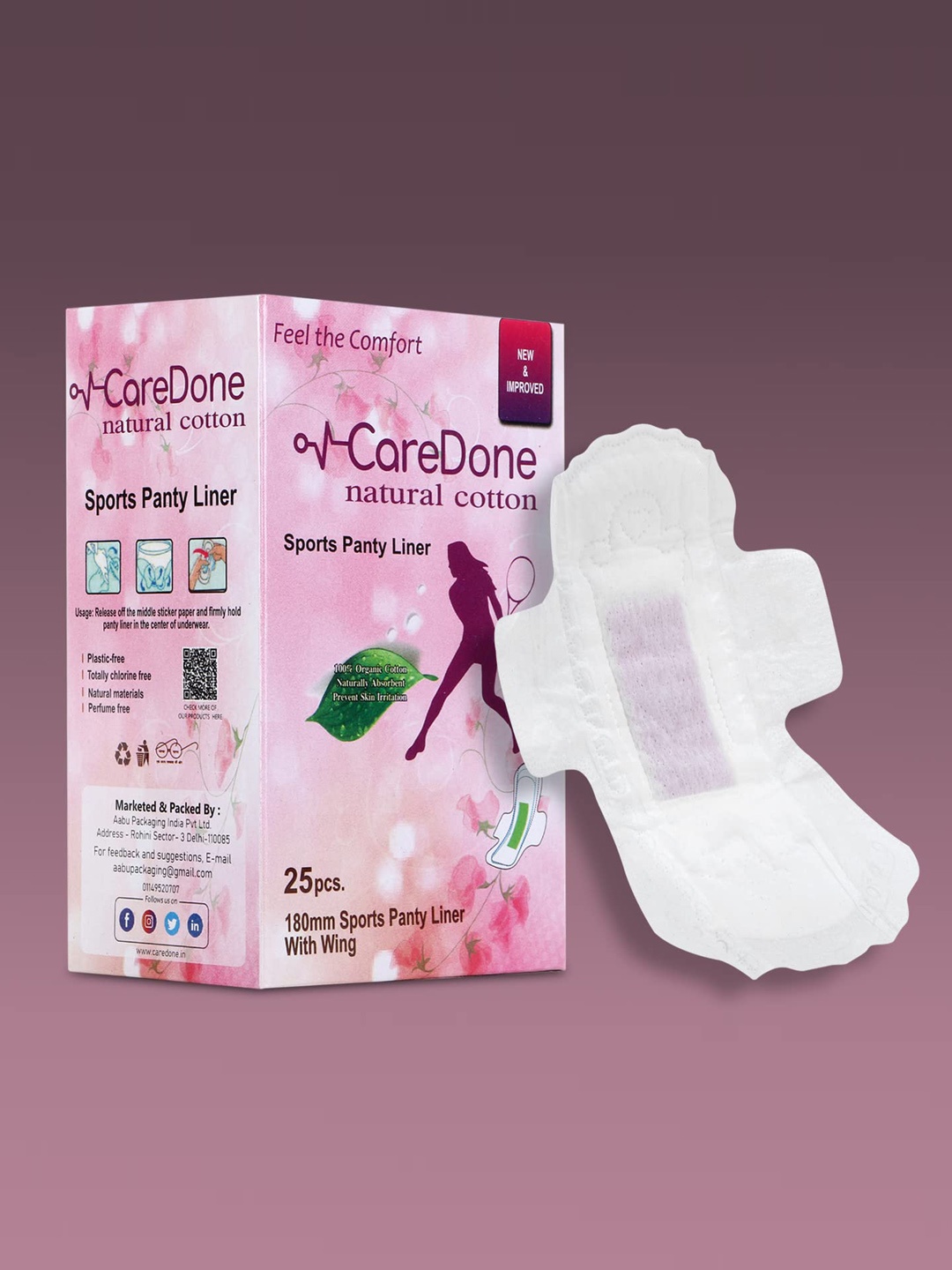 

CareDone Ultra Thin Sports Panty Liners - 25Pcs, White